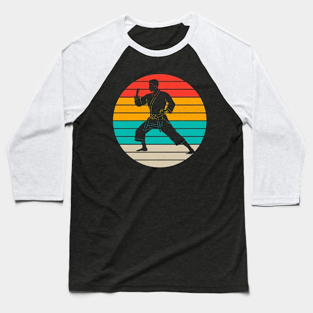 Krate Fighter Vintage Karateka Sunset MMA Baseball T-Shirt by Foxxy Merch